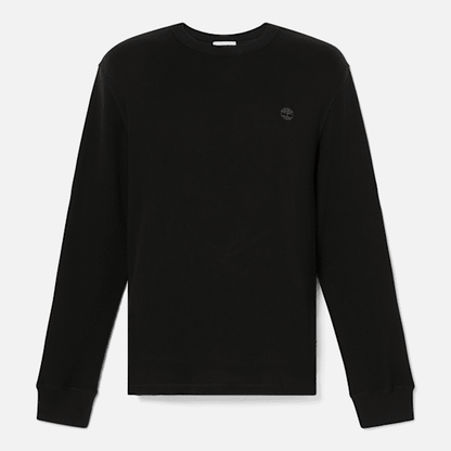 Timberland Wharf River Waffle Long-Sleeve Polo Shirt Black Men'S