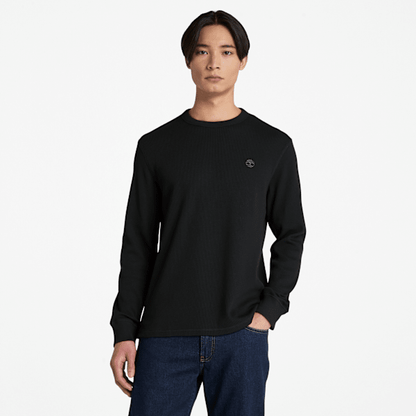 Timberland Wharf River Waffle Long-Sleeve Polo Shirt Black Men'S