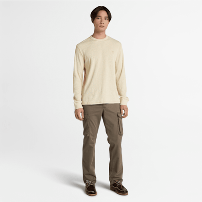 Timberland Wharf River Waffle Long-Sleeve Polo Shirt Light Beige Men'S