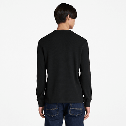 Timberland Wharf River Waffle Long-Sleeve Polo Shirt Black Men'S