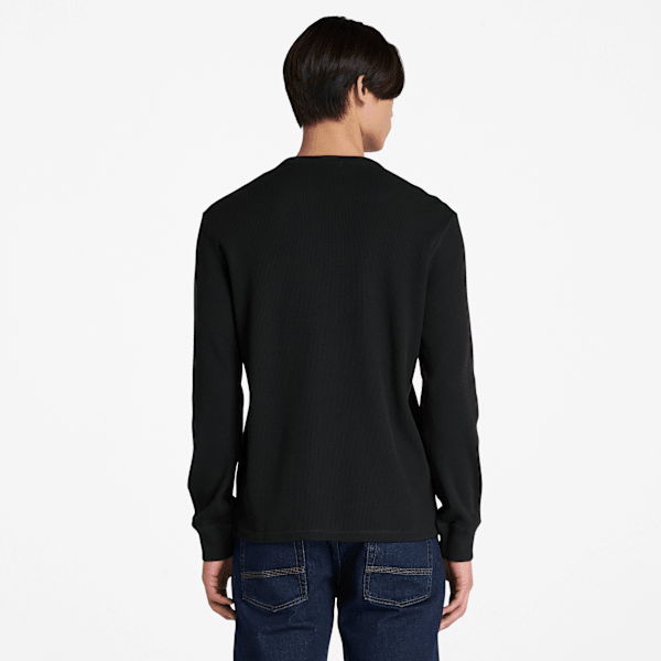 Timberland Wharf River Waffle Long-Sleeve Polo Shirt Black Men'S