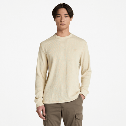 Timberland Wharf River Waffle Long-Sleeve Polo Shirt Light Beige Men'S