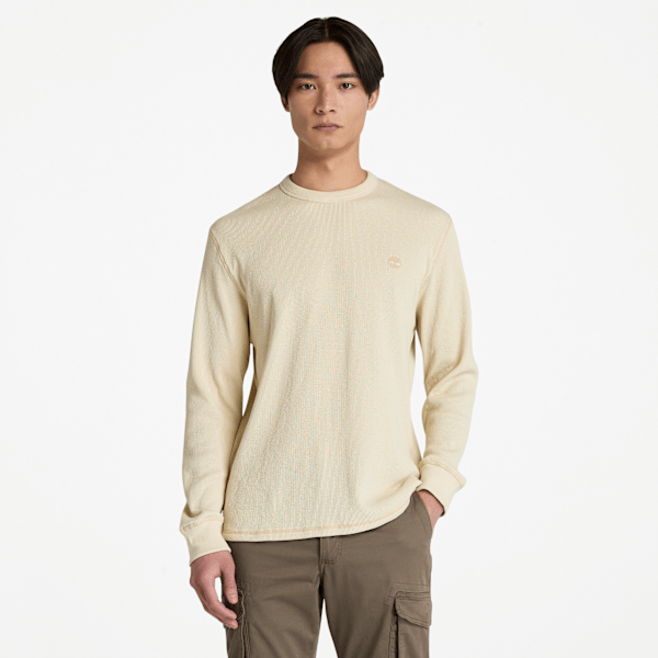 Timberland Wharf River Waffle Long-Sleeve Polo Shirt Light Beige Men'S