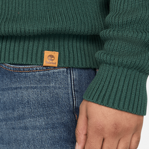 Timberland Williams River Textured Quarter-Zip Sweater Dark Forest Green Men'S