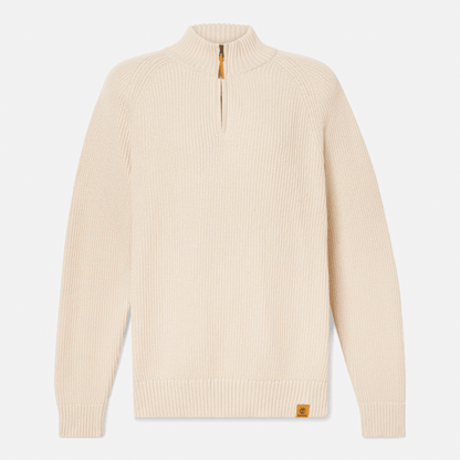 Timberland Williams River Textured Quarter-Zip Sweater Light Beige Men'S