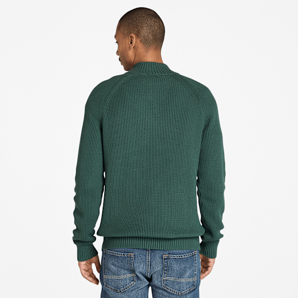 Timberland Williams River Textured Quarter-Zip Sweater Dark Forest Green Men'S