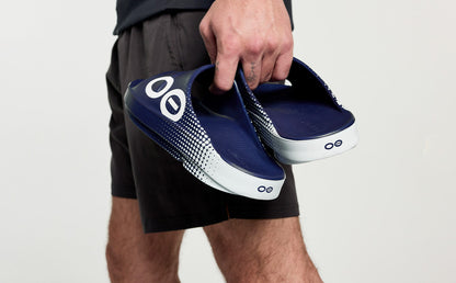 Oofos Men's Sport Slide Navy Matrix