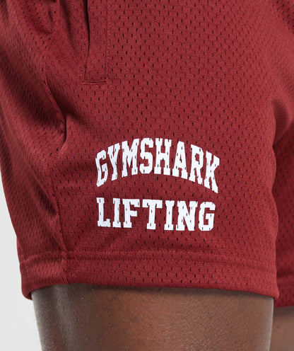 Gymshark Lifting Mesh 5" Shorts Sets Red