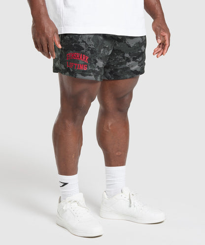 Gymshark Lifting Mesh 5" Shorts Graphite Grey
