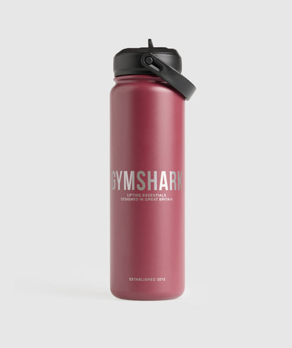 Gymshark Metal Insulated Straw Bottle 24Oz Washed Berry Pink