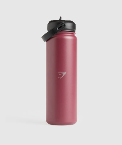 Gymshark Metal Insulated Straw Bottle 24Oz Washed Berry Pink