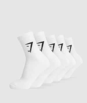Gymshark Midi Socks 5Pk White