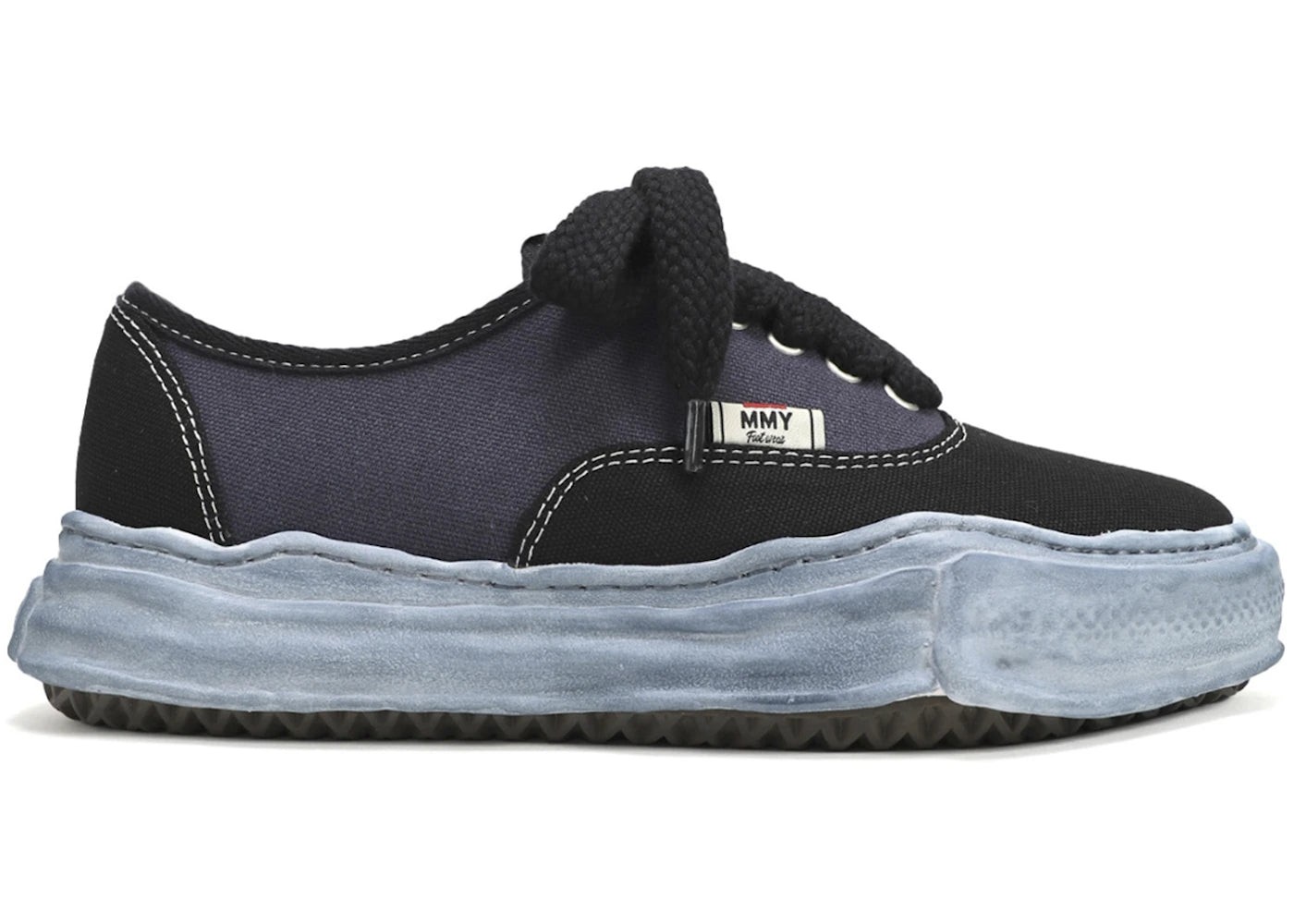 maison mihara yasuhiro baker og sole over dyed canvas low black