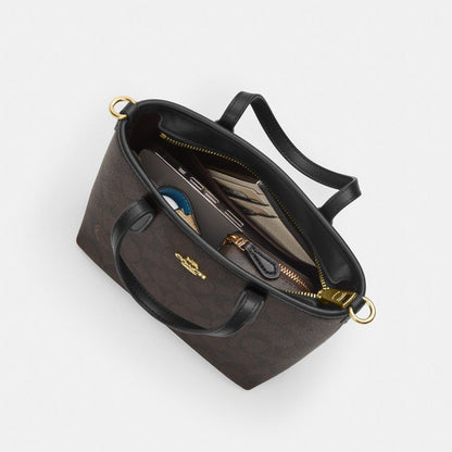 Coach City Mini Tote Bag In Signature Canvas Gold White Chalk