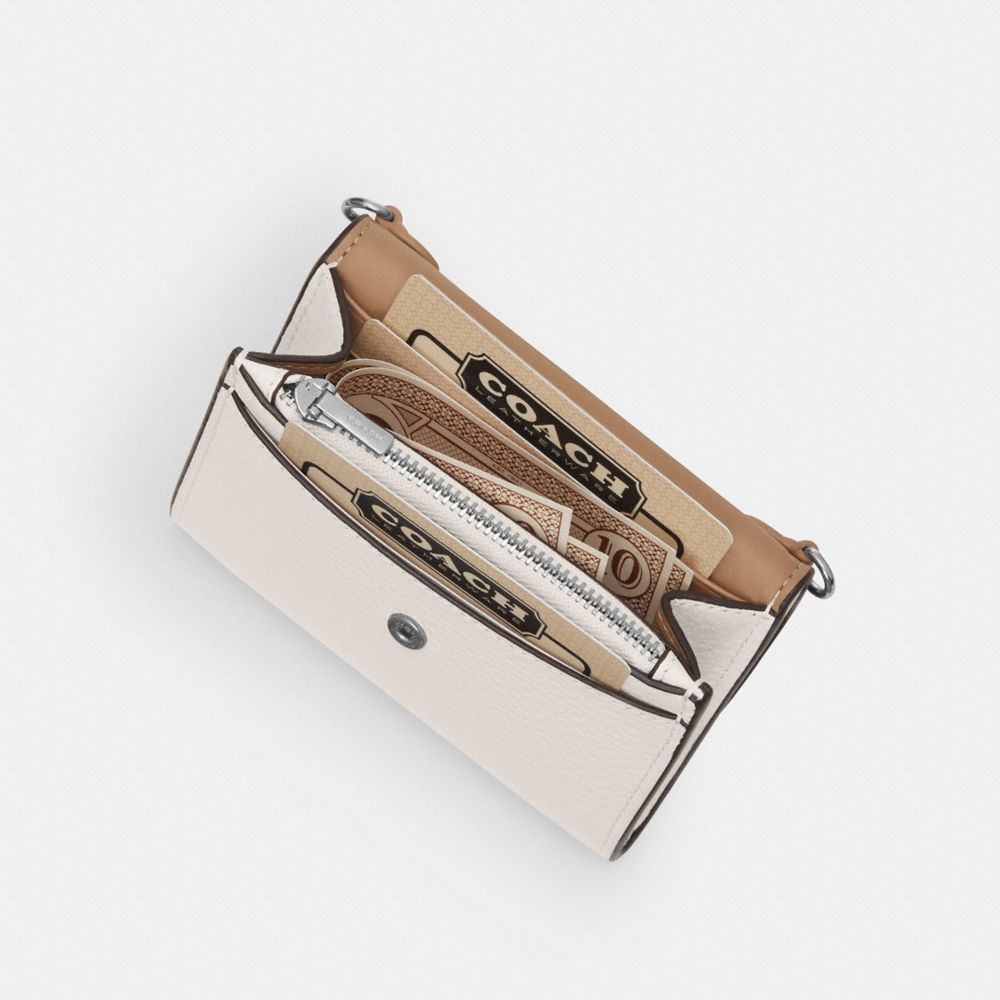 Coach Mini Envelope Wallet With Strap Silver Stone