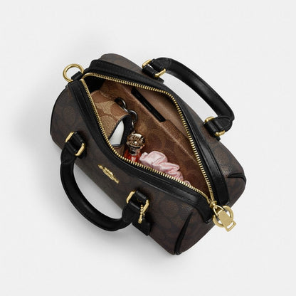 Coach Mini Rowan Crossbody Bag In Signature Canvas With Floral Print Im Walnut Yellow