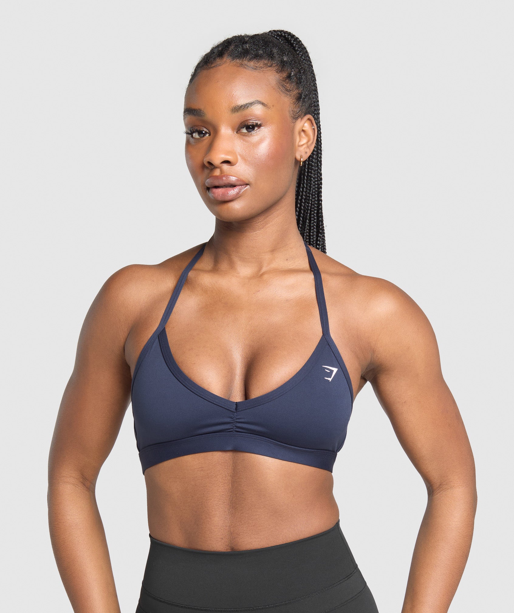 Women's Gymshark Minimal Halterneck Sports Bra Heavy Blue