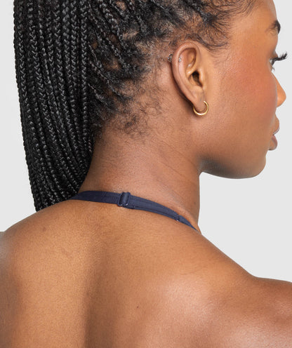 Women's Gymshark Minimal Halterneck Sports Bra Heavy Blue