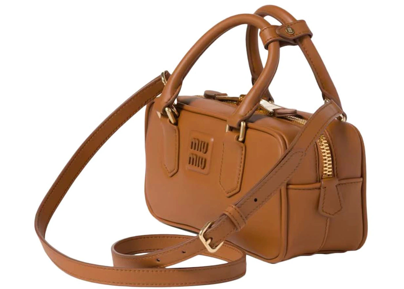 Miu Miu Arcadie Leather Bag Cognac