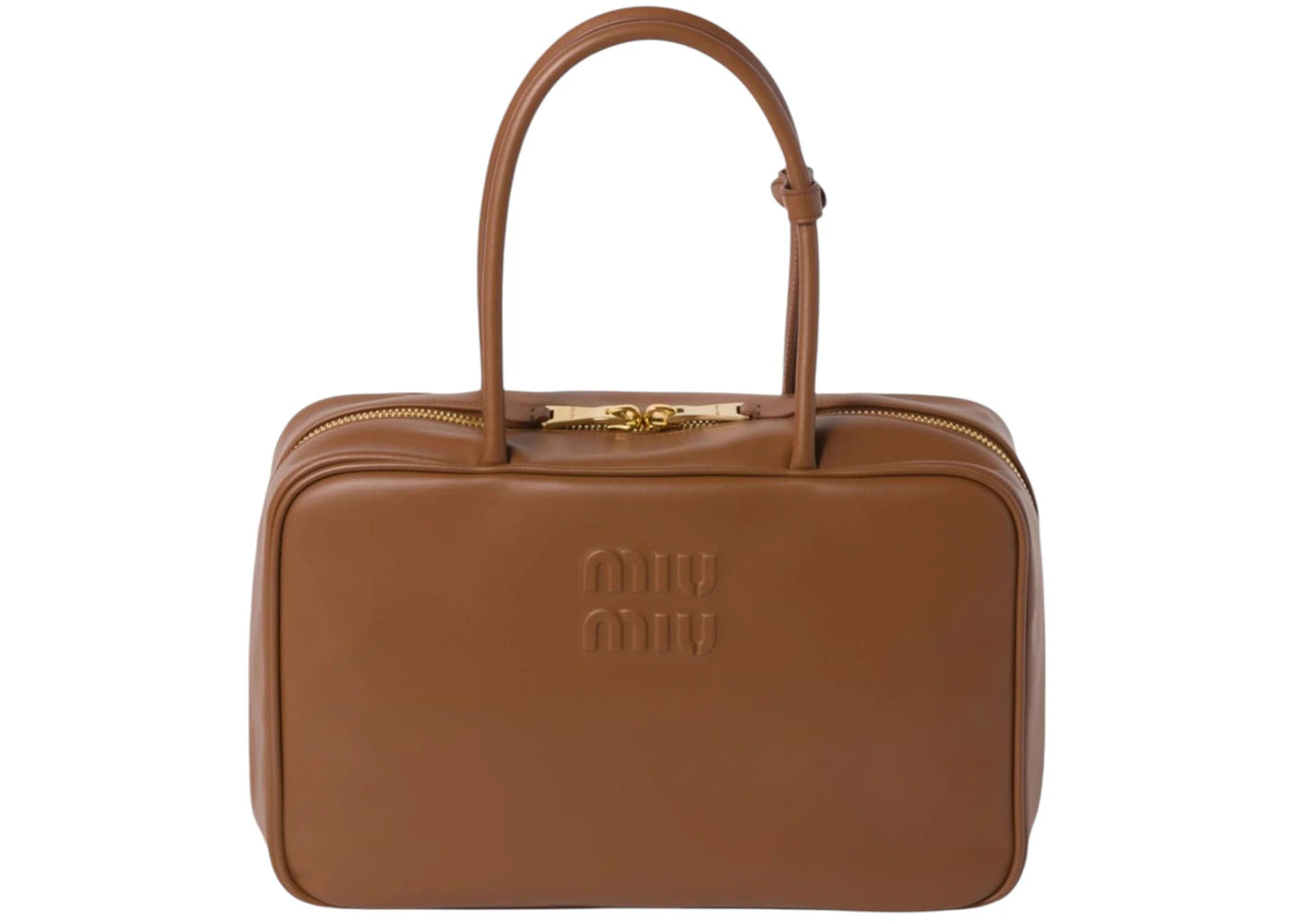 Miu Miu Leather Beau Bag Cognac