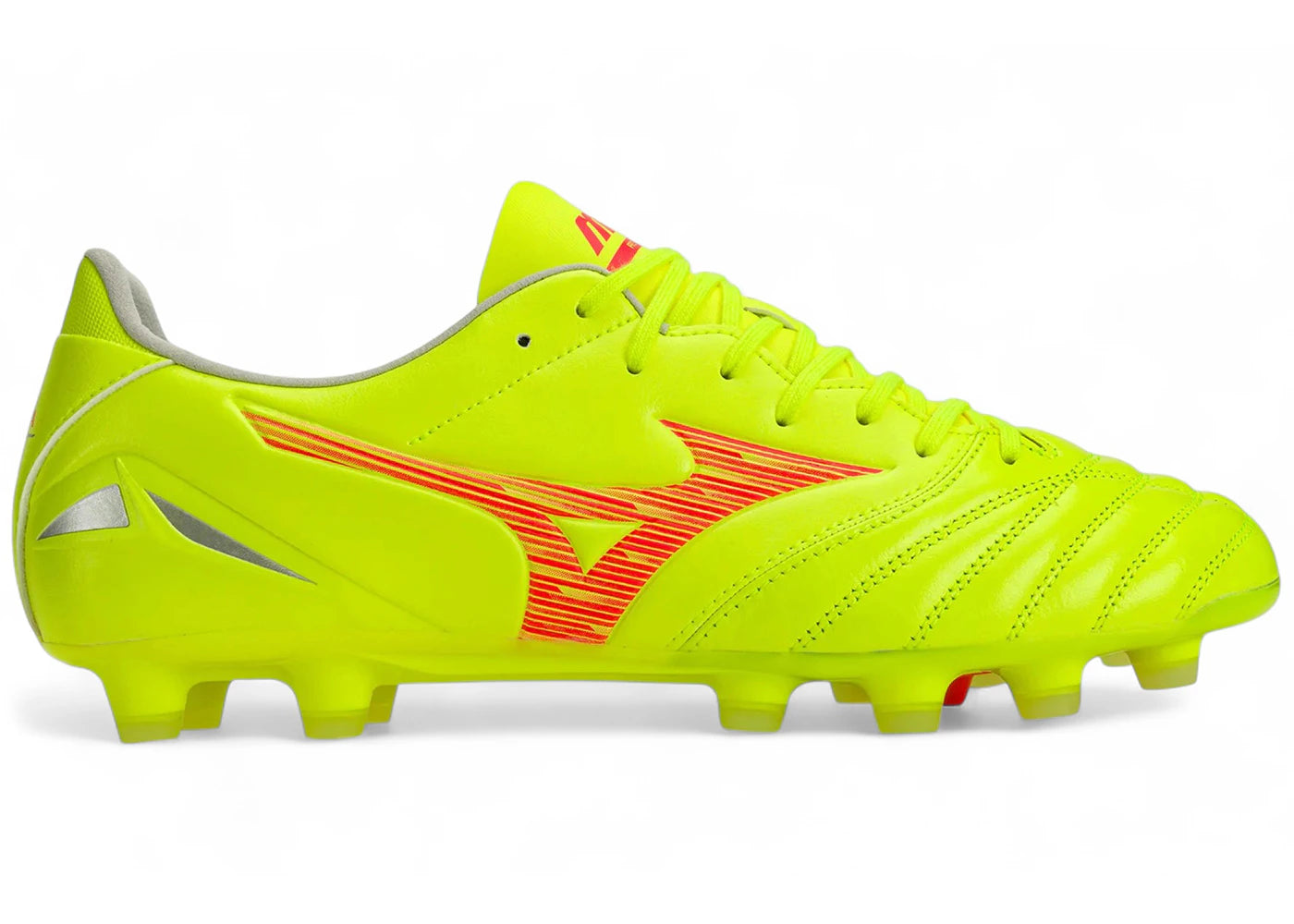 Mizuno Morelia Neo Iv Pro Md Safety Yellow Fiery Coral Galaxy Silver