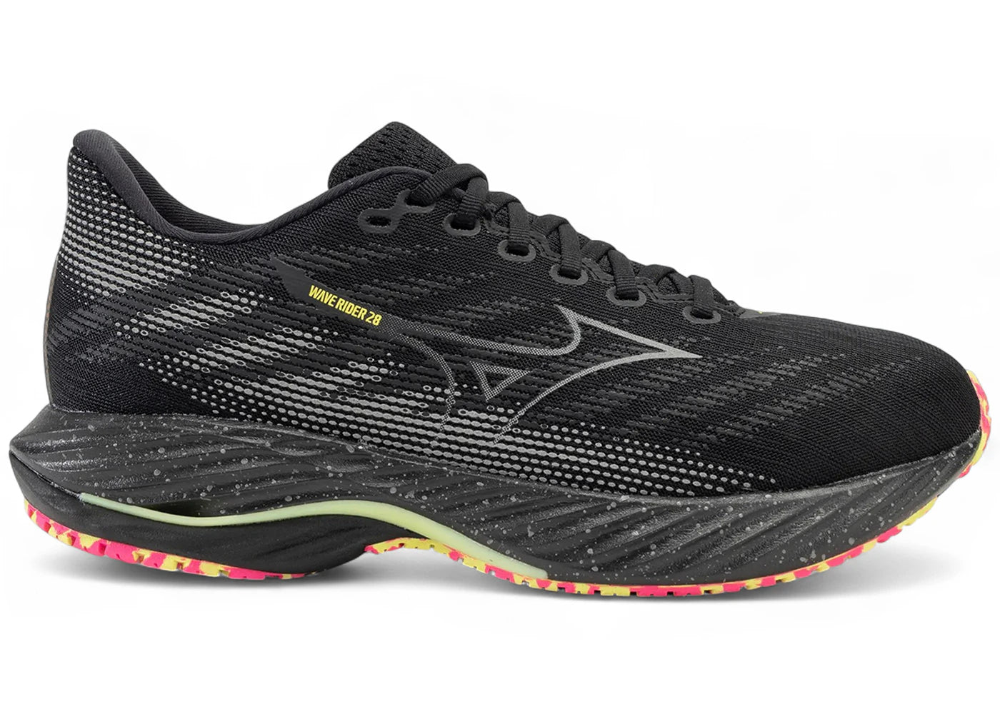 Mizuno Wave Rider 28 Black Silver Sunny Lime