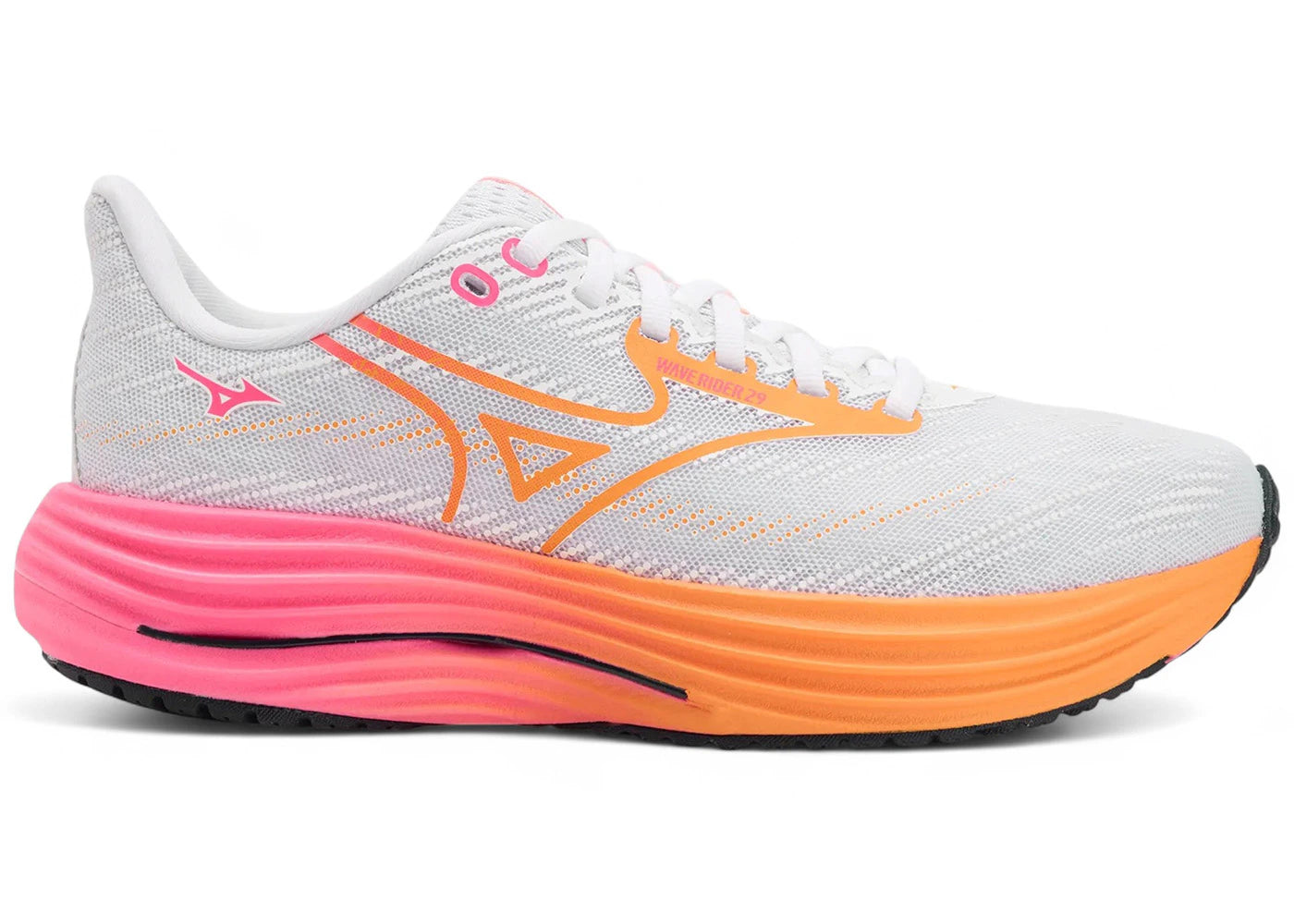 Mizuno Wave Rider 28 White Tang Orange Pink Tetra