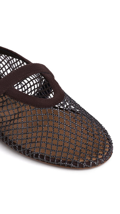 Alaïa Ballet Flats In Strass Fishnet