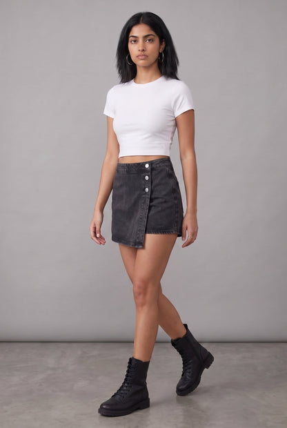 BLACK DENIM WOMEN'S SKORT