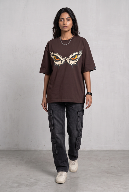 EAGLE EYE BROWN WOMEN’S OVERSIZED T-SHIRT