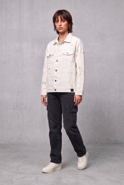 WHITE PAINTED DENIM WOMEN'S JACKET