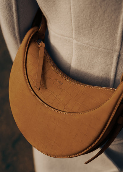 Polene Numero Dix Crocodile Nubuck Cinnamon