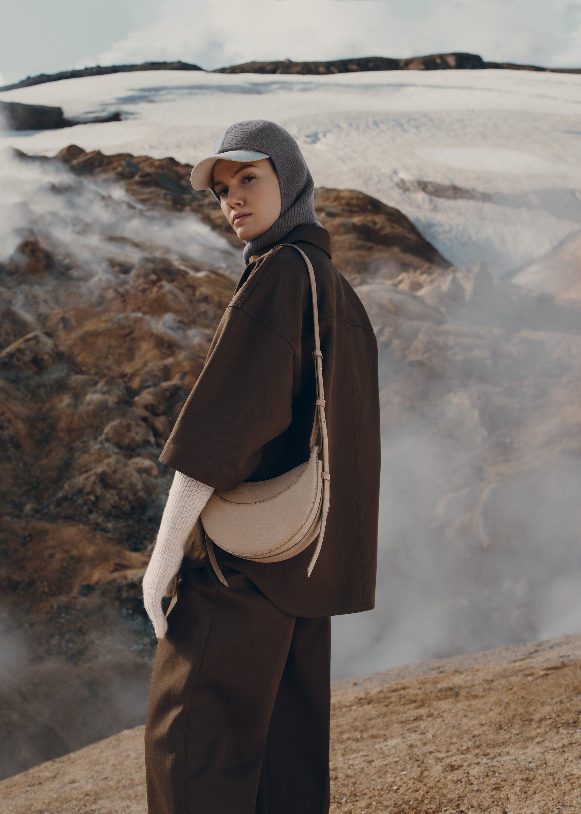 Polene Numero Dix Crocodile Nubuck Taupe