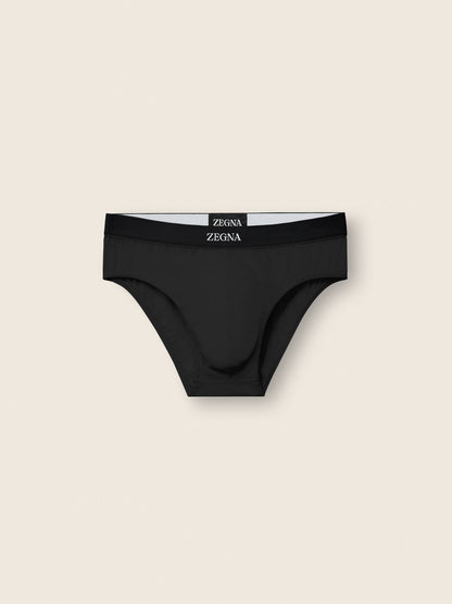Zegna Black Stretch Cotton Midi Brief