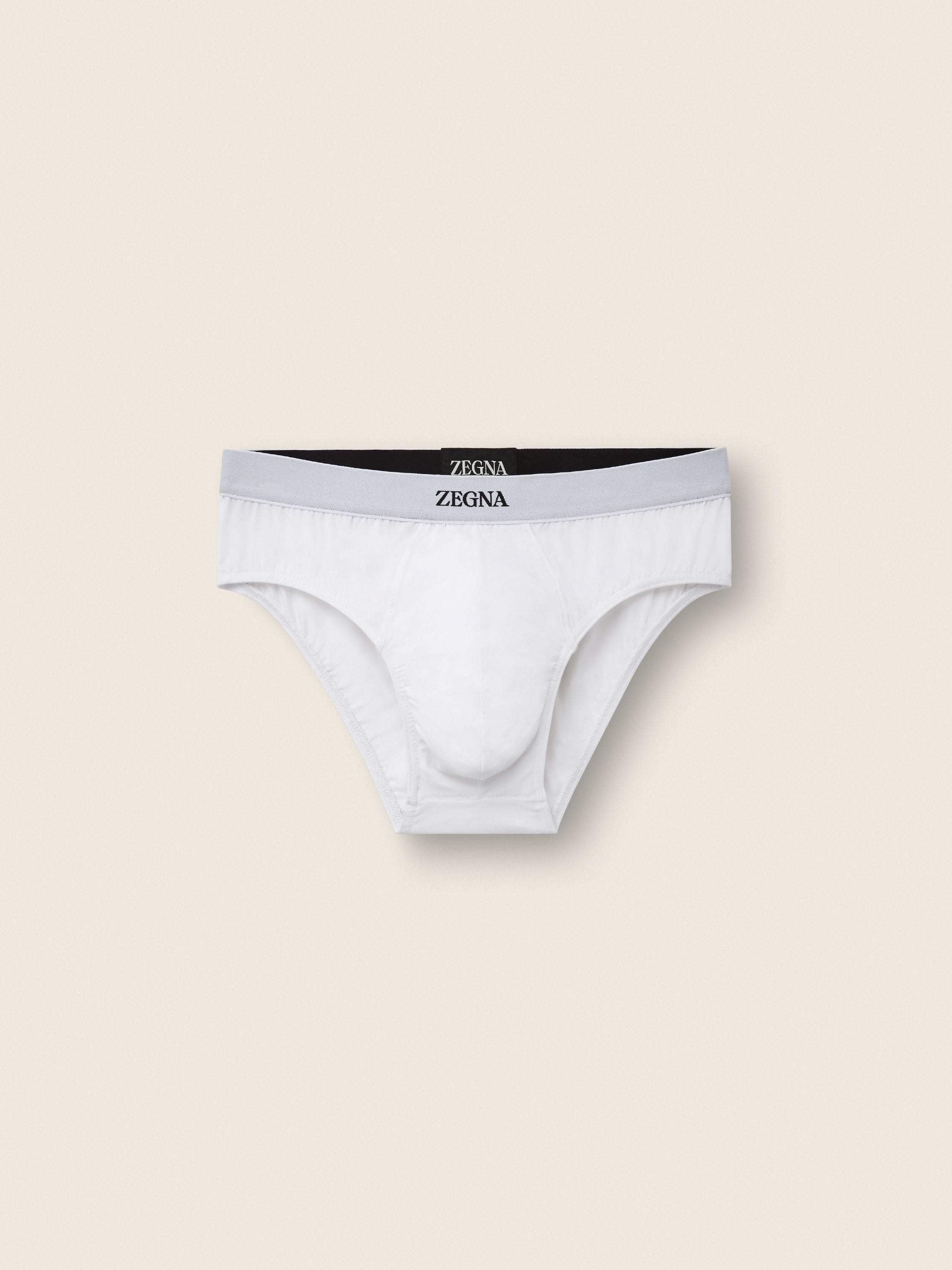 Zegna White Stretch Cotton Midi Brief