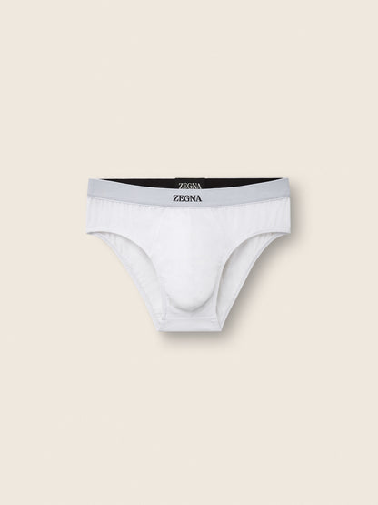 Zegna White Stretch Cotton Midi Brief