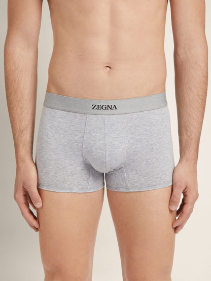 Zegna Grey Mlange Cotton Trunks