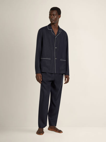 Zegna Navy Blue Oasi Lino Pajamas