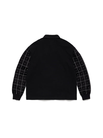Denim Tears Naacp Velvet Studded Long Sleeve Polo Black