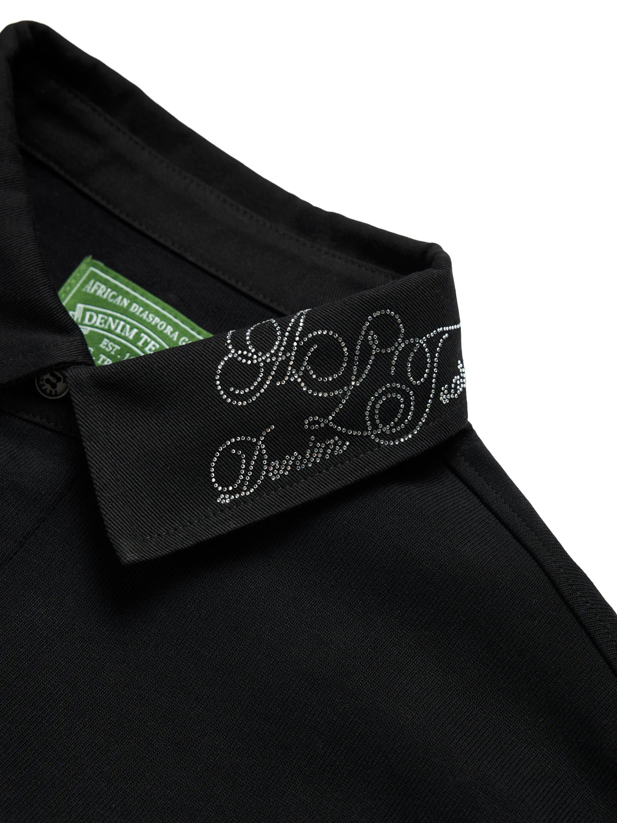 Denim Tears Naacp Velvet Studded Long Sleeve Polo Black