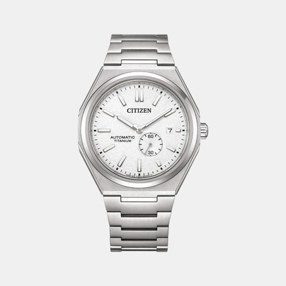 Citizen Zenshin Men Automatic White Dial Analog Titanium Watch Nj0180-80A
