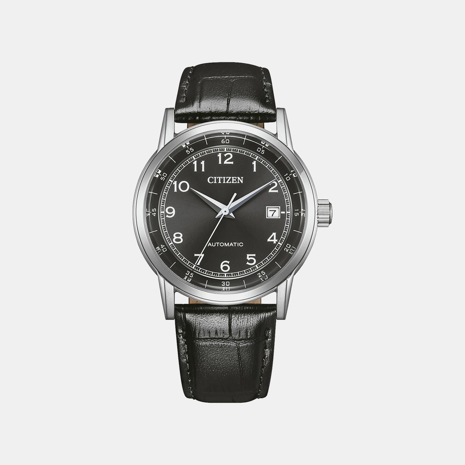 Citizen Men Automatic Black Dial Analog Leather Watch Nj0210-05E