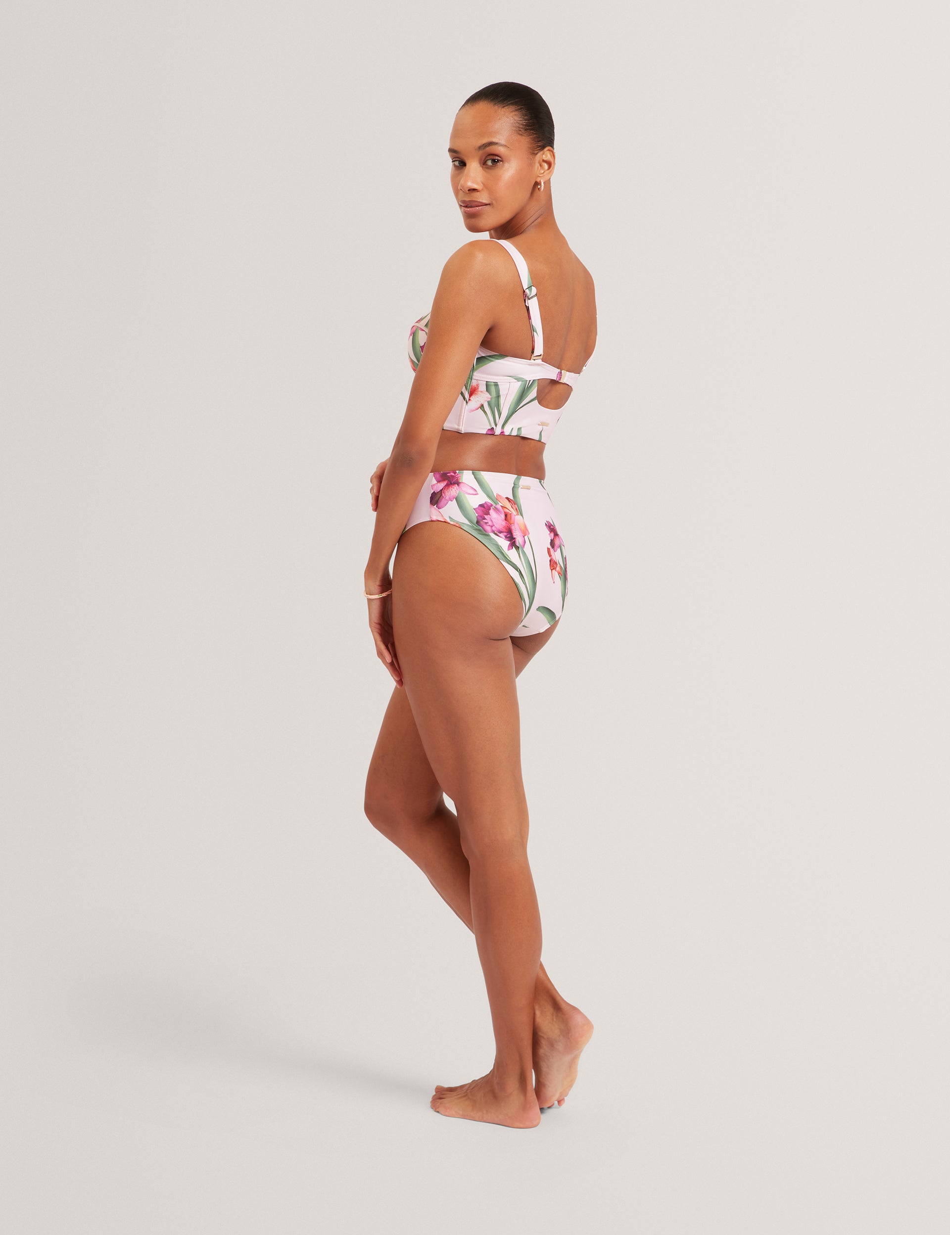 Ted Baker Allynaa Floral Button Detail Longline Bikini Top Women's