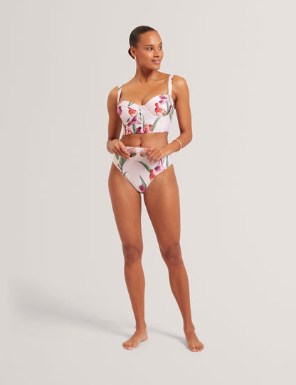 Ted Baker Allynaa Floral Button Detail Longline Bikini Top Women's