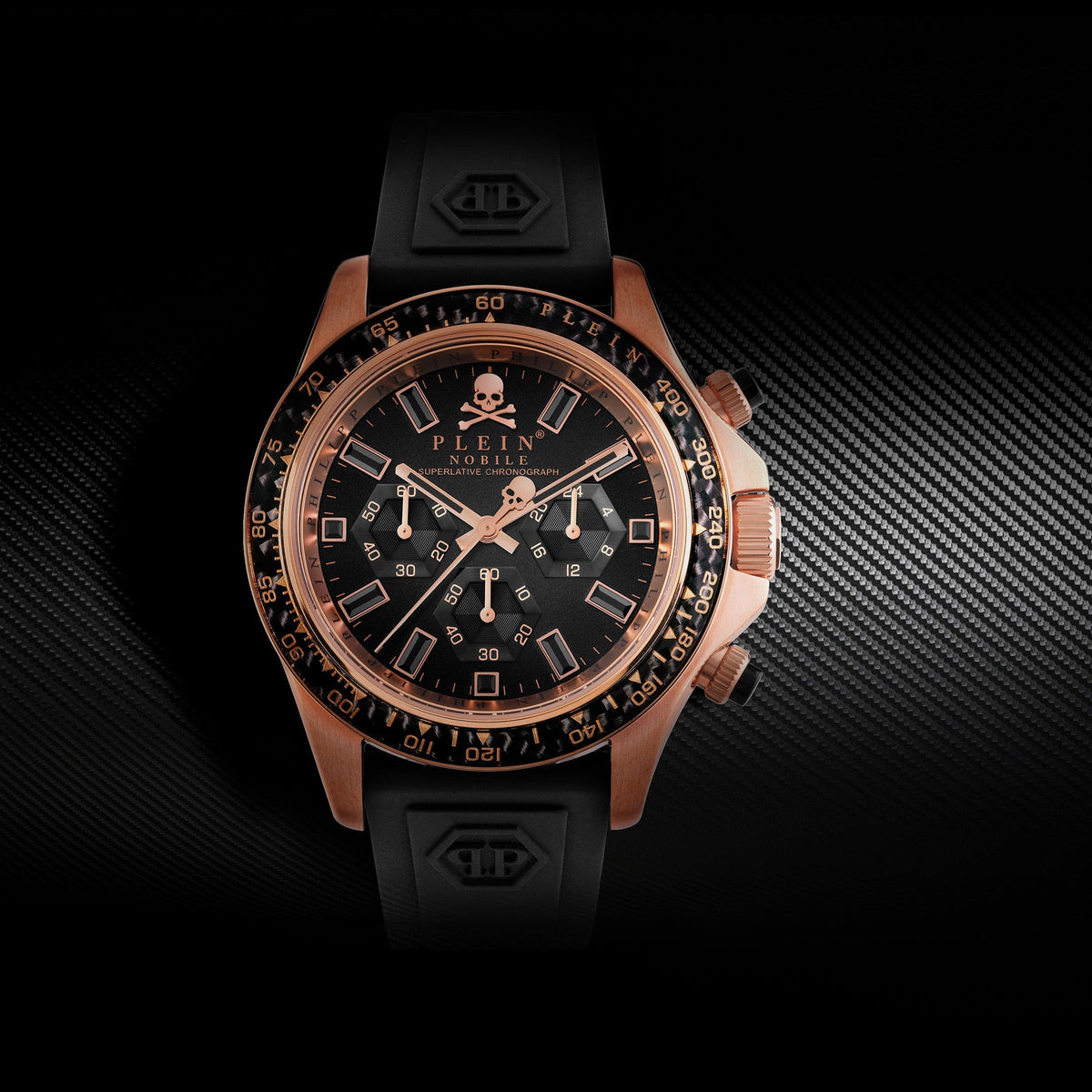 Philipp Plein Street Couture Unisex Quartz Black Dial Chronograph Silicone Watch PWVAA0623