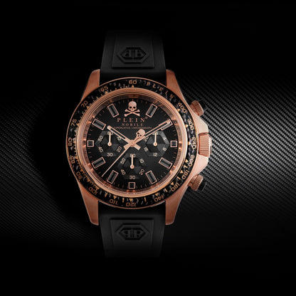 Philipp Plein Street Couture Unisex Quartz Black Dial Chronograph Silicone Watch PWVAA0623