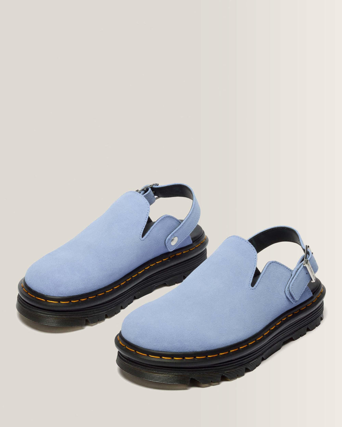 Dr Martens Zebzag Suede Casual Slingback Platform Mules - Cornflower Blue