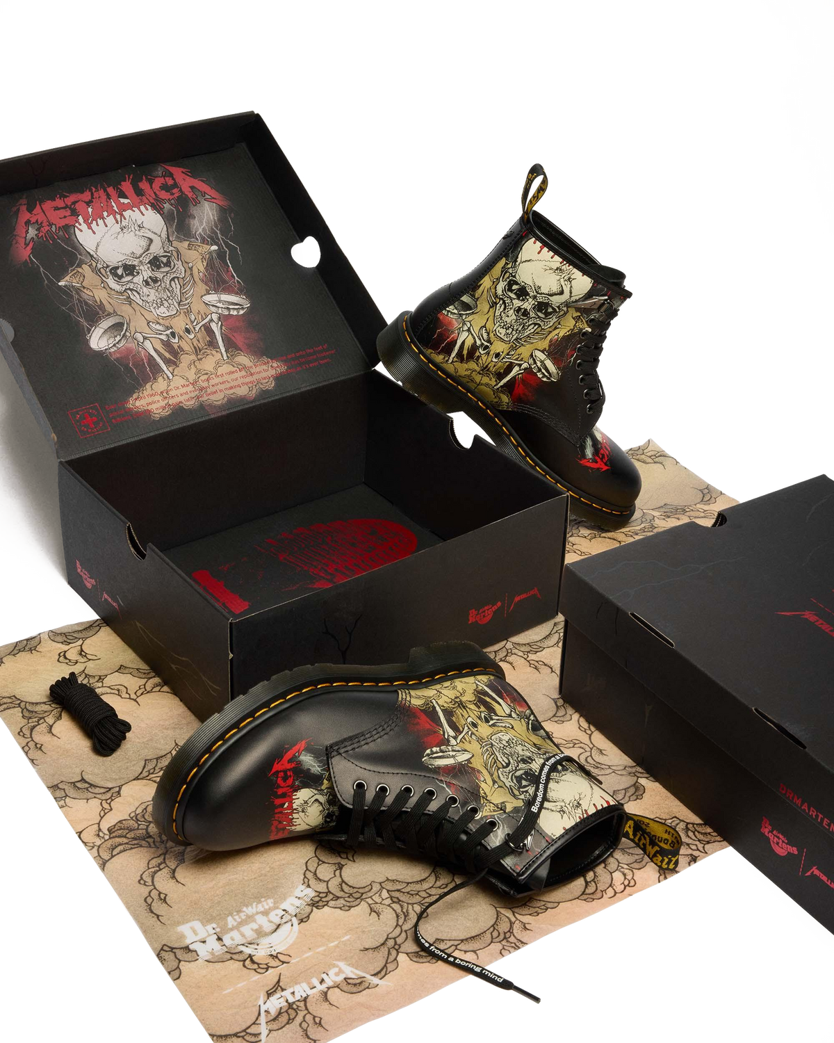 Dr Martens 1460 Metallica Skull Lightning - White+Multi