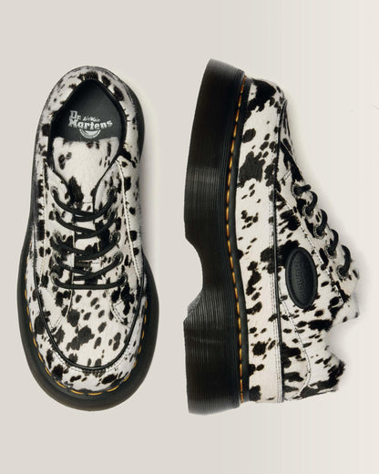 Dr Martens Buzz 5-Eye Dalmatian Hair On Leather Shoes - Cream & Black