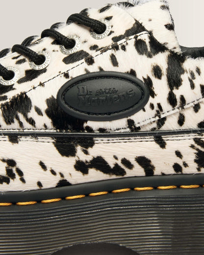Dr Martens Buzz 5-Eye Dalmatian Hair On Leather Shoes - Cream & Black